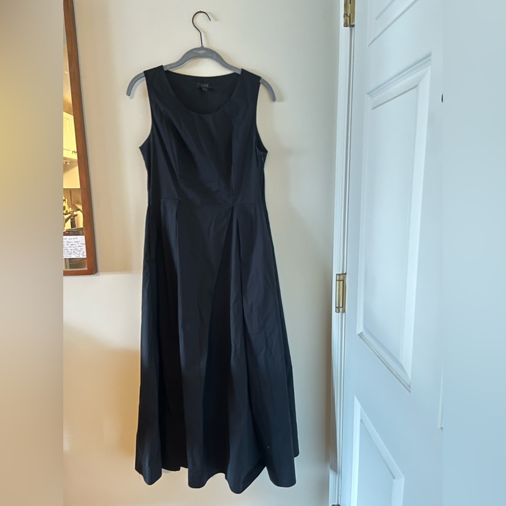 COS midi dress black cotton 34